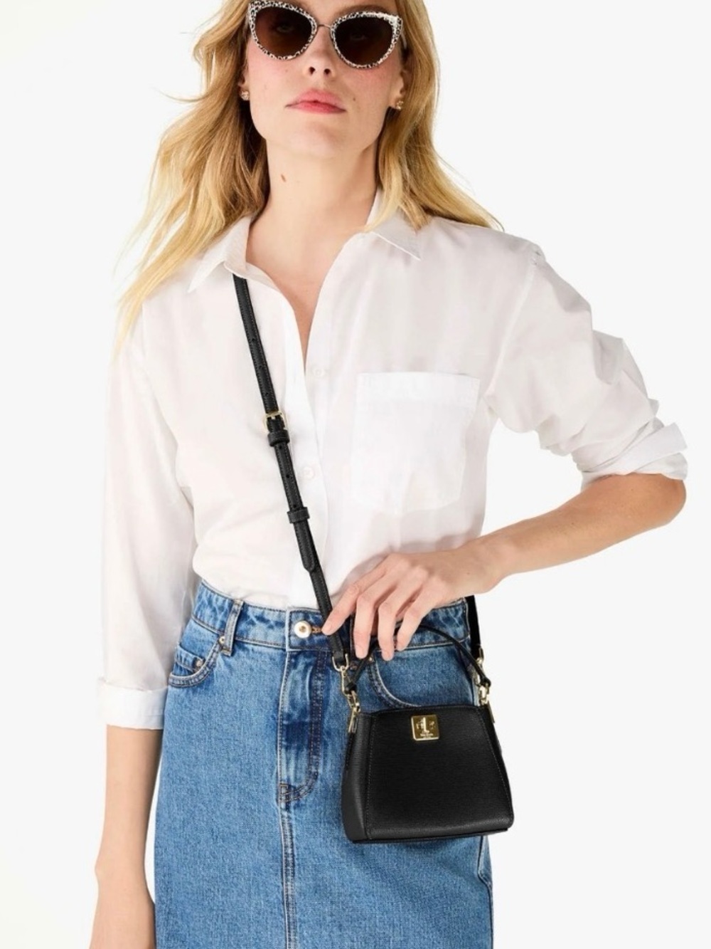 kate spade Black Pebbled Leather Crossbody with Gold Hardware